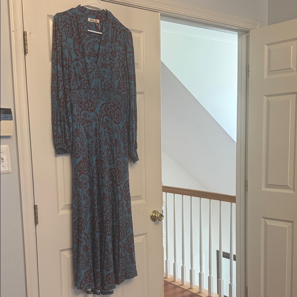 Boden Blue and Brown Long Sleeve Dress